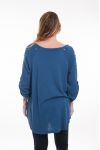 GRANDE TAILLE T-SHIRT PERLES 6044 BLEU