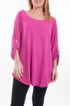 DI GRANDI DIMENSIONI T-SHIRT PERLINE 6044 FUSHIA