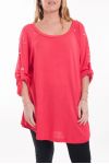 GRANDE TAILLE T-SHIRT PERLES 6044 CORAIL