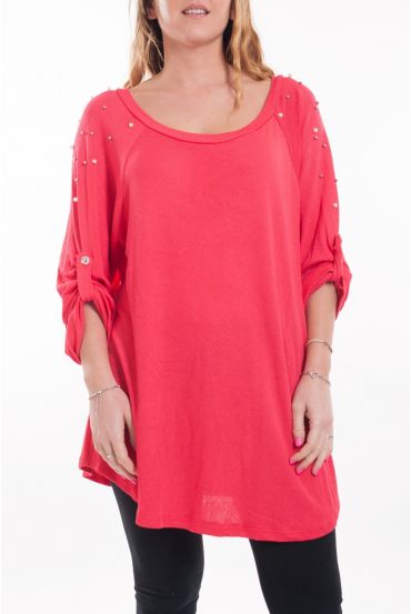 GRANDE TAILLE T-SHIRT PERLES 6044 CORAIL