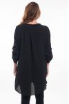 LARGE SIZE TUNIC NECKLINE ZIPPEE 6045 BLACK