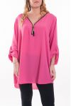 GRANDE TAILLE TUNIQUE ENCOLURE ZIPPEE 6045 FUSHIA