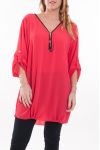 GRANDE TAILLE TUNIQUE ENCOLURE ZIPPEE 6045 CORAIL