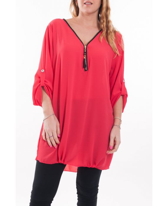 GRANDE TAILLE TUNIQUE ENCOLURE ZIPPEE 6045 CORAIL