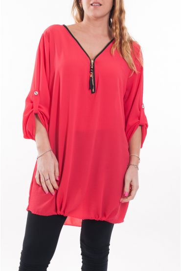 GRANDE TAILLE TUNIQUE ENCOLURE ZIPPEE 6045 CORAIL