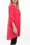 GRANDE TAILLE TUNIQUE ENCOLURE ZIPPEE 6045 CORAIL