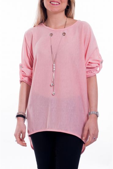 T-SHIRT BIJOU INTEGRE 6041 ROSE