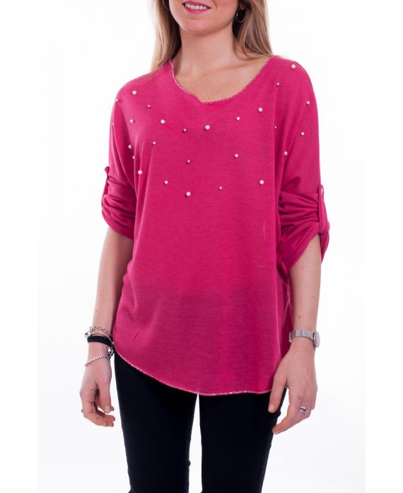 T-SHIRT DE PERLAS 6019 FUSHIA