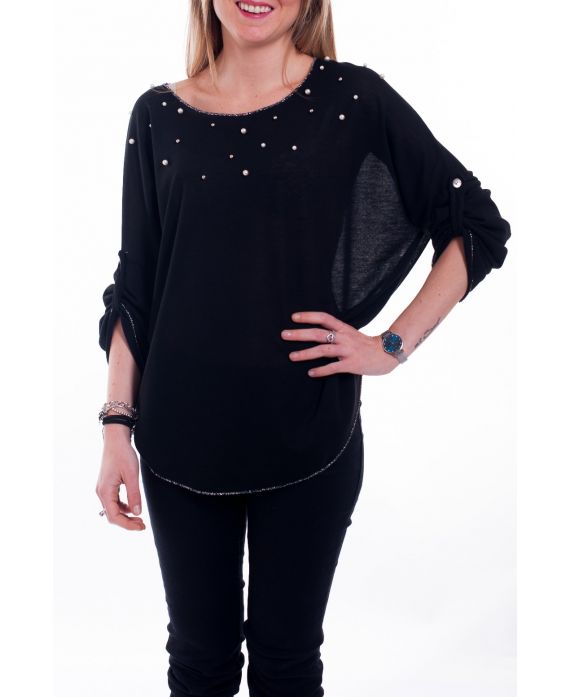 T-SHIRT DE PERLAS 6019 NEGRO