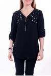 T-SHIRT CERNIERE PERLE 6038 NERO