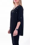 T-SHIRT ZIPS PEARLS 6038 BLACK