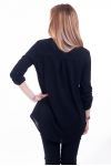 T-SHIRT ZIPPE PERLES 6038 NOIR