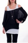 T-SHIRT 2 PIECES + JEWEL 6039 BLACK