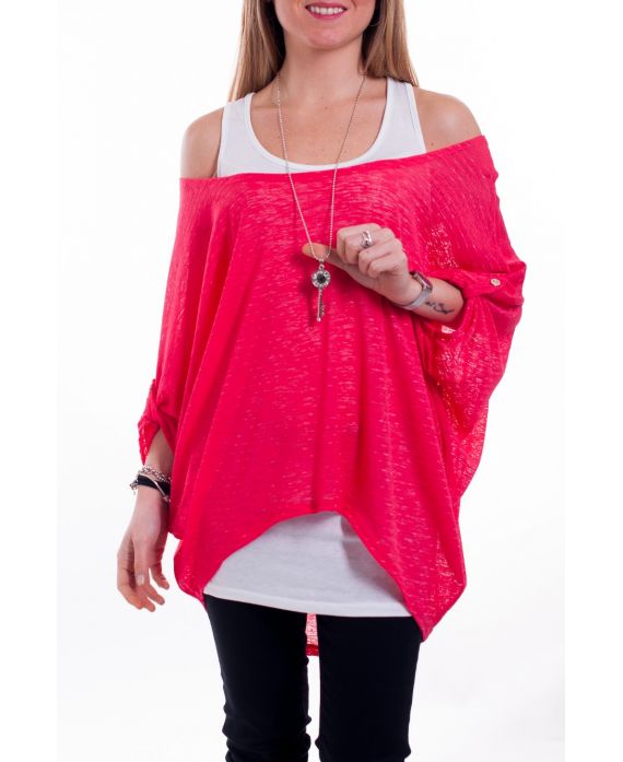 T-SHIRT 2 PIECES + BIJOU 6039 CORAIL