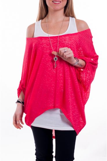 T-SHIRT 2 PIECES + BIJOU 6039 CORAIL