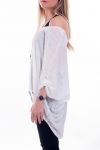 T-SHIRT 2 PIECES + BIJOU 6039 BLANC