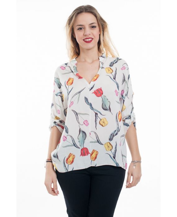 BLUSA STAMPA 6026 BIANCO