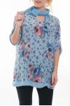 GRANDE TAILLE T-SHIRT + FOULARD 6020 BLEU