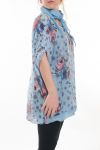 GRANDE TAILLE T-SHIRT + FOULARD 6020 BLEU