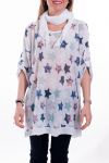 GRANDE TAILLE T-SHIRT + FOULARD 6021 BLANC