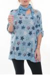 DI GRANDI DIMENSIONI T-SHIRT + SCIARPA 6021 BLU