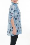 GRANDE TAILLE T-SHIRT + FOULARD 6021 BLEU