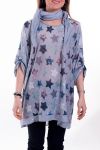 GRANDE TAILLE T-SHIRT + FOULARD 6021 GRIS