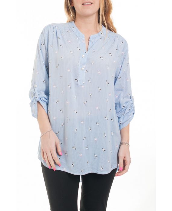 GROOT FORMAAT BLOUSE PRINTS 6080 BLAUW