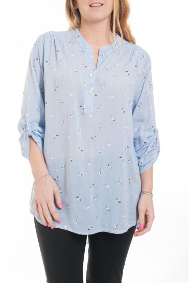 GROOT FORMAAT BLOUSE PRINTS 6080 BLAUW