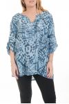 GROOT FORMAAT BLOUSE GEDRUKT ETNISCHE 6081 BLAUW