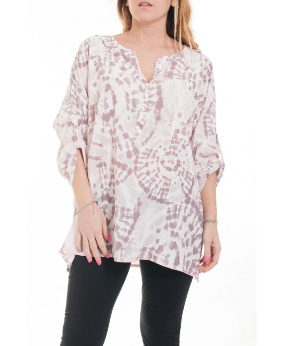 GROOT FORMAAT BLOUSE GEDRUKT ETNISCHE 6081 ROZE