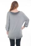 DI GRANDI DIMENSIONI T-SHIRT CON BORCHIE 6083 GRIGIO