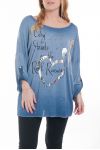 GROTE MAAT T-SHIRT MET STUDS 6083 BLAUW