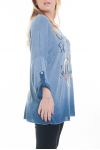 GRANDE TAILLE T-SHIRT CLOUTE 6083 BLEU