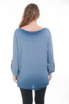 GRANDE TAILLE T-SHIRT CLOUTE 6083 BLEU