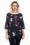 BLOUSE FLEURS DOS BOUTONS 6036 NOIR