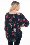 BLOUSE FLOWER BACK BUTTONS 6036 BLACK