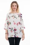 BLUSA DE FLORES DE LOS BOTONES DE LA ESPALDA 6036 BLANCO