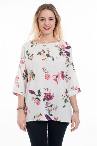 BLOUSE FLOWER TERUG KNOPPEN 6036 WIT