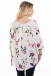 BLUSA DE FLORES DE LOS BOTONES DE LA ESPALDA 6036 BLANCO