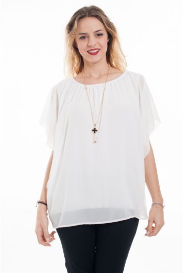 TOP CLOAK + JEWEL 6058 WHITE