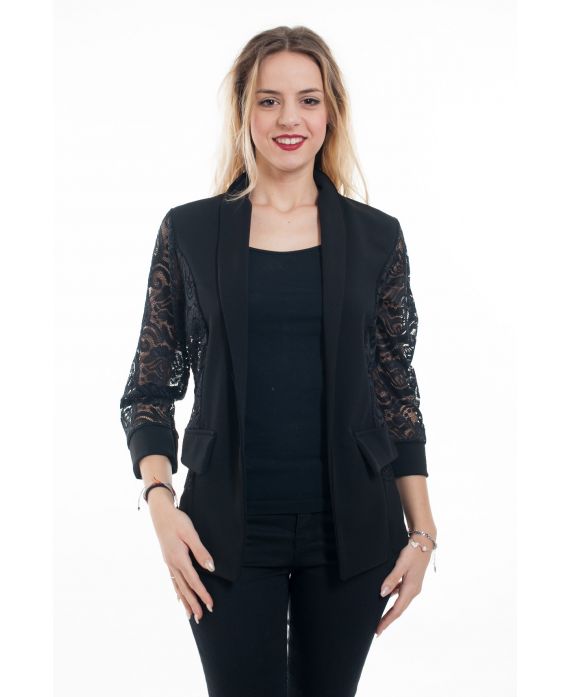 GIACCA BLAZER IN PIZZO 6077 NERO