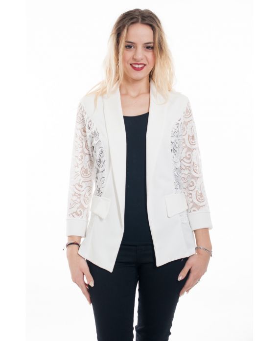 GIACCA BLAZER IN PIZZO 6077-BIANCO