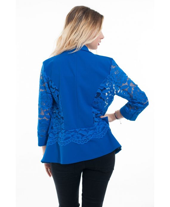 CHAQUETA BLAZER DE ENCAJE AZUL 6077