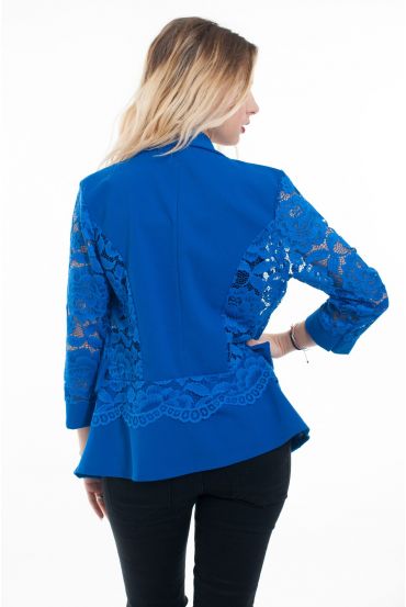 CHAQUETA BLAZER DE ENCAJE AZUL 6077