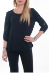 T-SHIRT DOS A BOUTONS 6061 NOIR