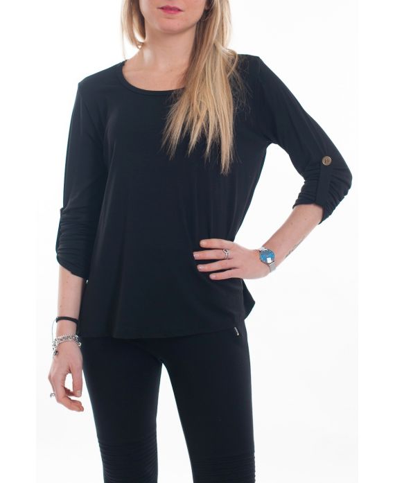 T-SHIRT DOS A BOUTONS 6061 NOIR