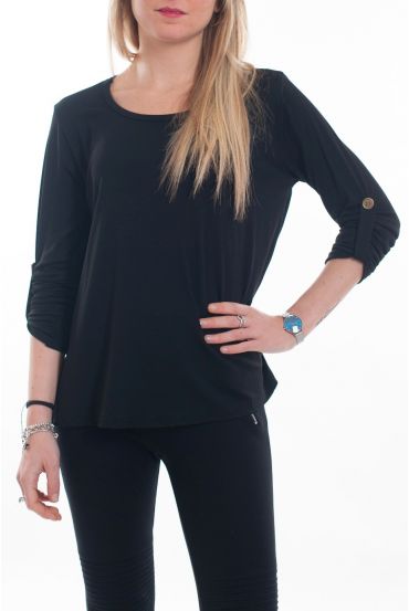 T-SHIRT DOS A BOUTONS 6061 NOIR