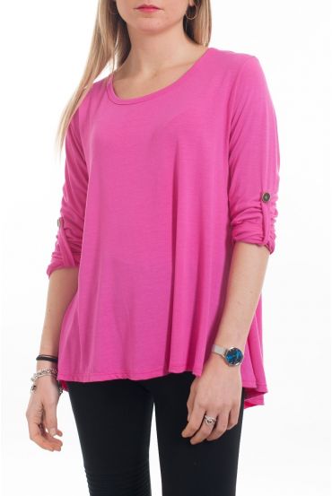 T-SHIRT TERUG HEEFT KNOPPEN 6061 FUSHIA