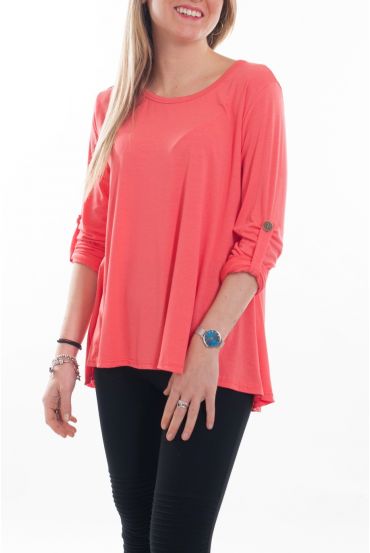 T-SHIRT BACK HAS BUTTONS 6061 CORAL